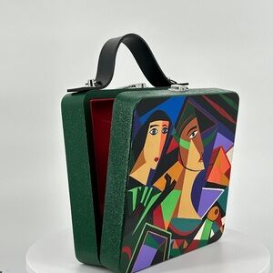 Artistic Green and Black Women's Bag , Handmade and hand painted